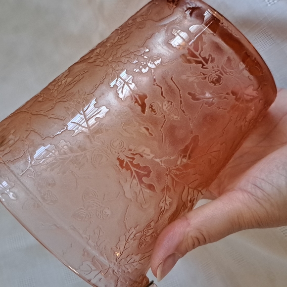 - Vintage Fostoria pink depression glass etched design ice bucket - Picture 6 of 7